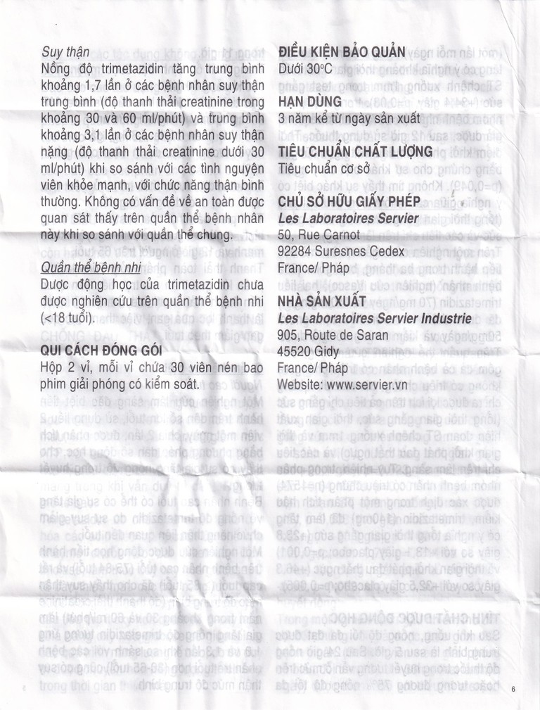 Thuốc Vastarel MR Servier điều trị đau thắt ngực (2 vỉ x 30 viên)