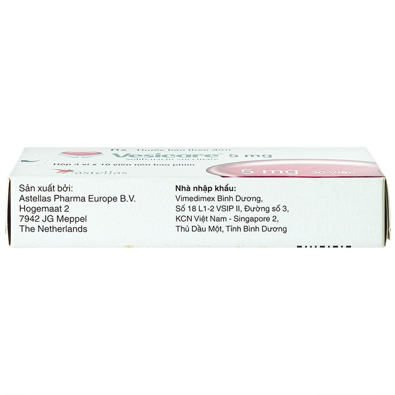 Thuốc Vesicare 5mg Astellas điều trị triệu chứng tiểu không tự chủ (3 vỉ x 10 viên)