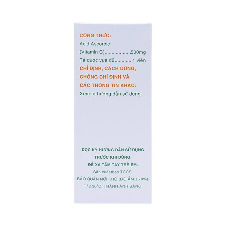 Thuốc Vitamin C MKP 500mg Mekophar phòng và điều trị bệnh Scorbut (20 vỉ x 10 viên)