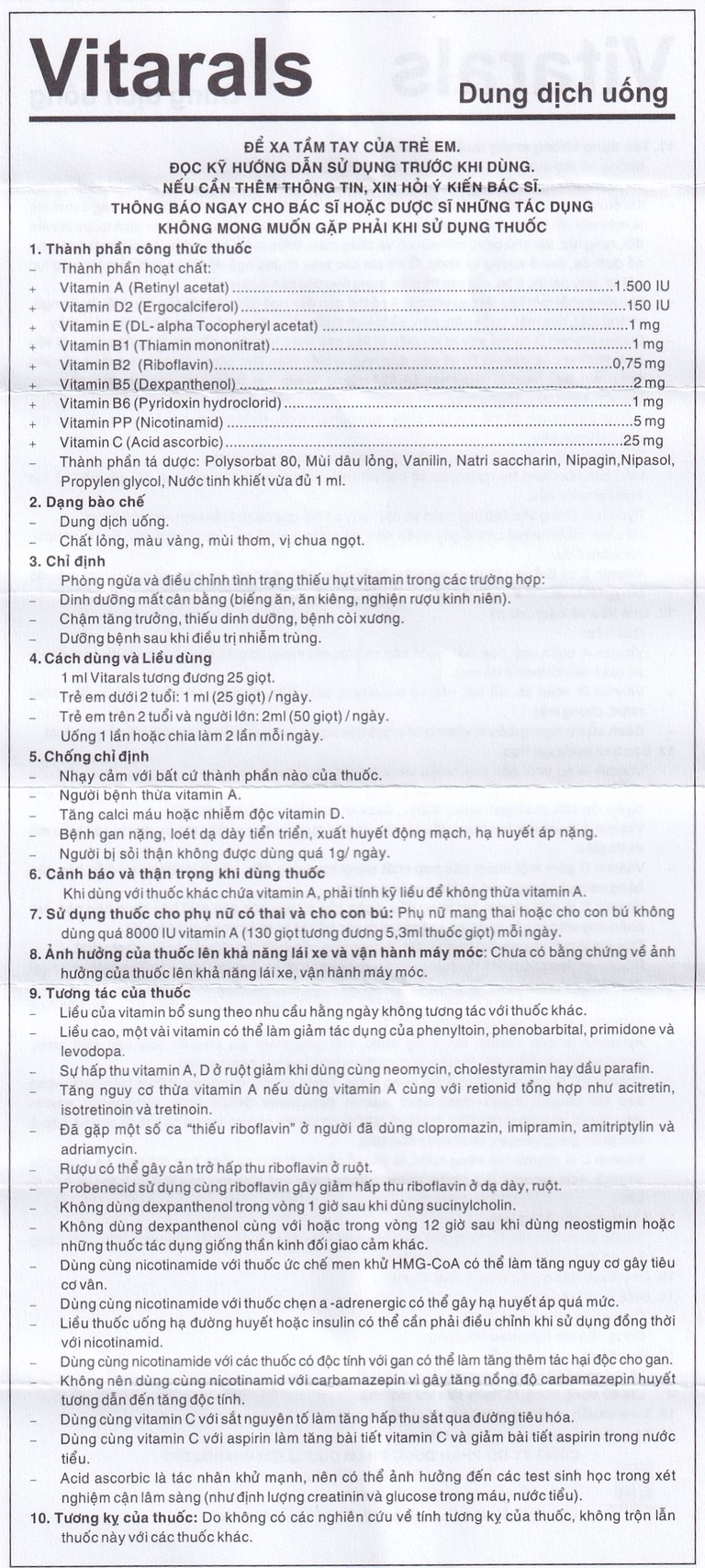 Dung dịch uống Vitarals Pharmedic phòng ngừa và điều chỉnh tình trạng thiếu hụt Vitamin (20ml)