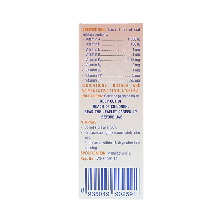 Dung dịch uống Vitarals Pharmedic phòng ngừa và điều chỉnh tình trạng thiếu hụt Vitamin (20ml)