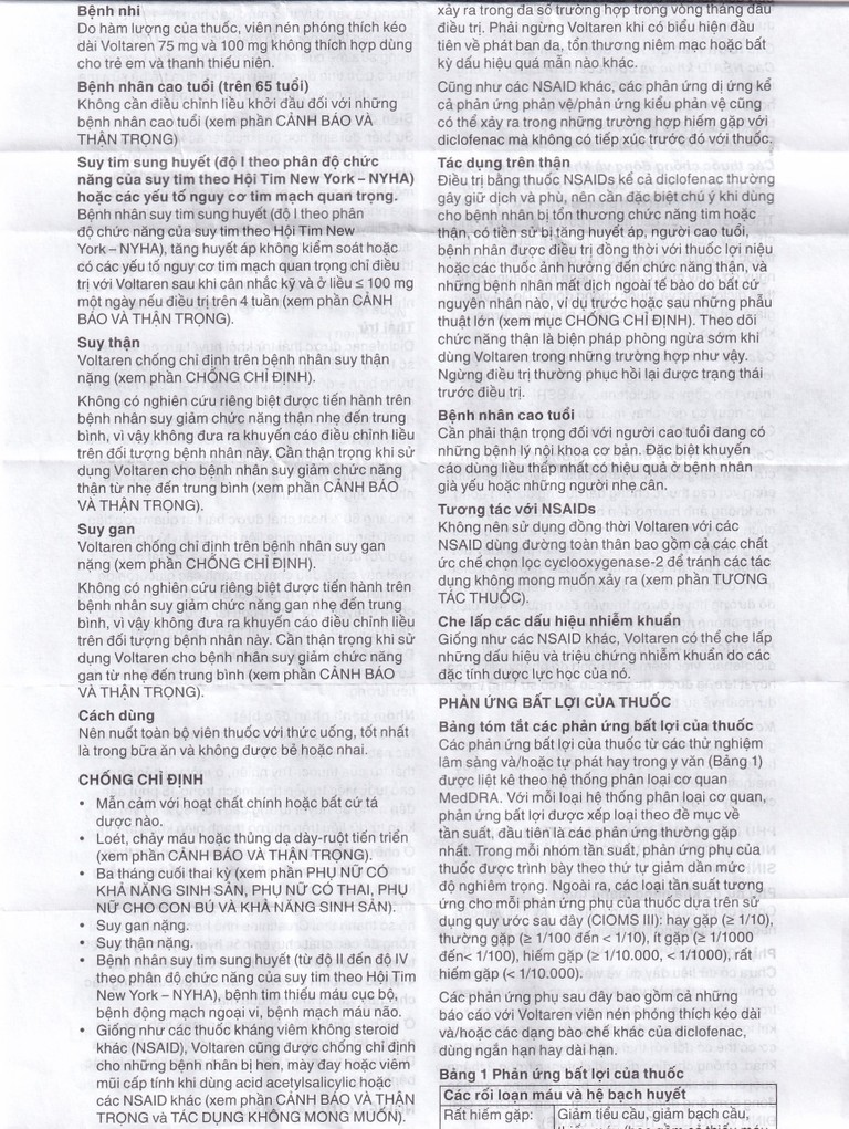 Thuốc Voltaren SR 75mg Novartis điều trị viêm và thoái hóa của bệnh thấp khớp (10 vỉ x 10 viên)