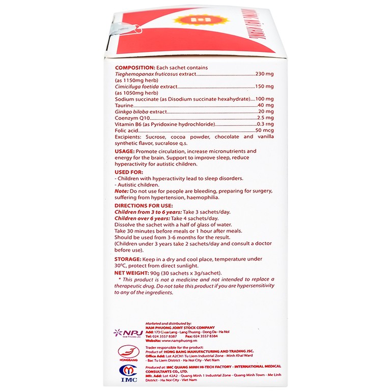 Bột Vương Não Khang IMC hoạt huyết, tăng cường vi chất cho não, cải thiện giấc ngủ (30 gói)