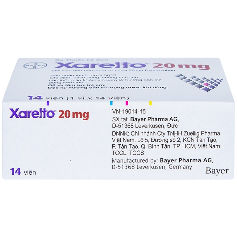 Thuốc Xarelto 20mg Bayer dự phòng đột quỵ và thuyên tắc mạch toàn thân (1 vỉ x 14 viên)