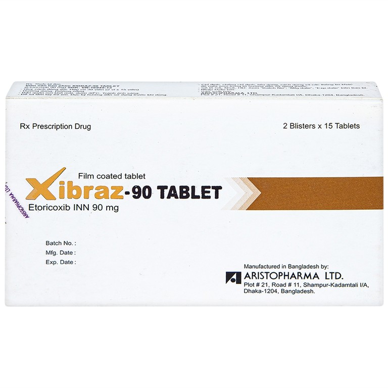 Thuốc Xibraz-90 Tablet Aristopharma giảm triệu chứng thoái hóa khớp (2 vỉ x 15 viên)