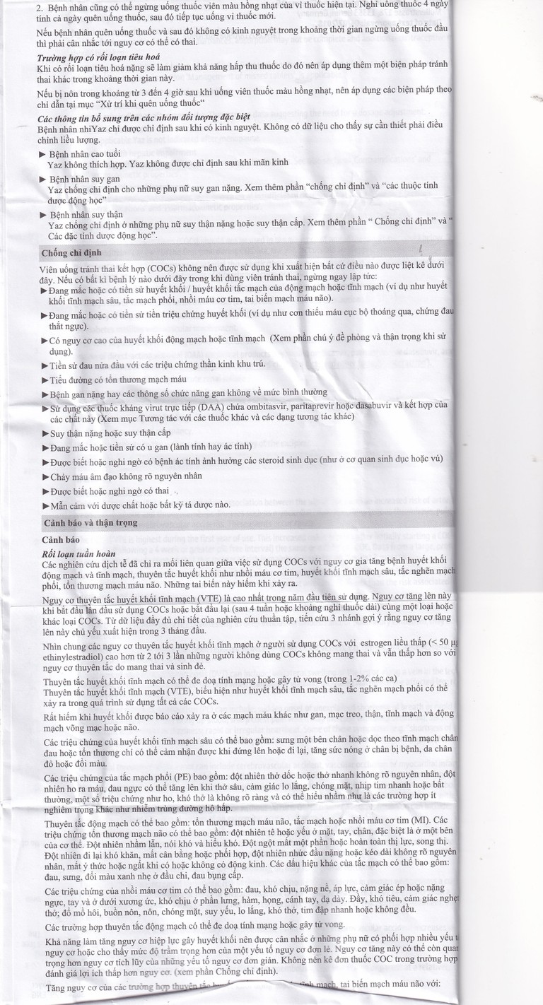 Thuốc Yaz Bayer dùng tránh thai, điều trị mụn trứng cá (1 vỉ x 28 viên)