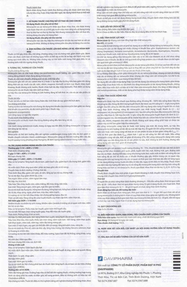 Thuốc Zalenka 50mg Davi Pharm điều trị mụn trứng cá, nhiễm trùng da và mô mềm (3 vỉ x 10 viên)