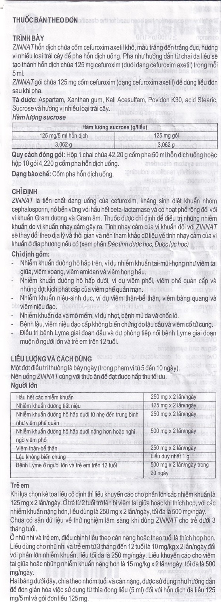 Cốm pha hỗn dịch uống Zinnat Suspension 125mg GSK hỗ trợ điều trị viêm xoang, viêm amidan (10 gói)