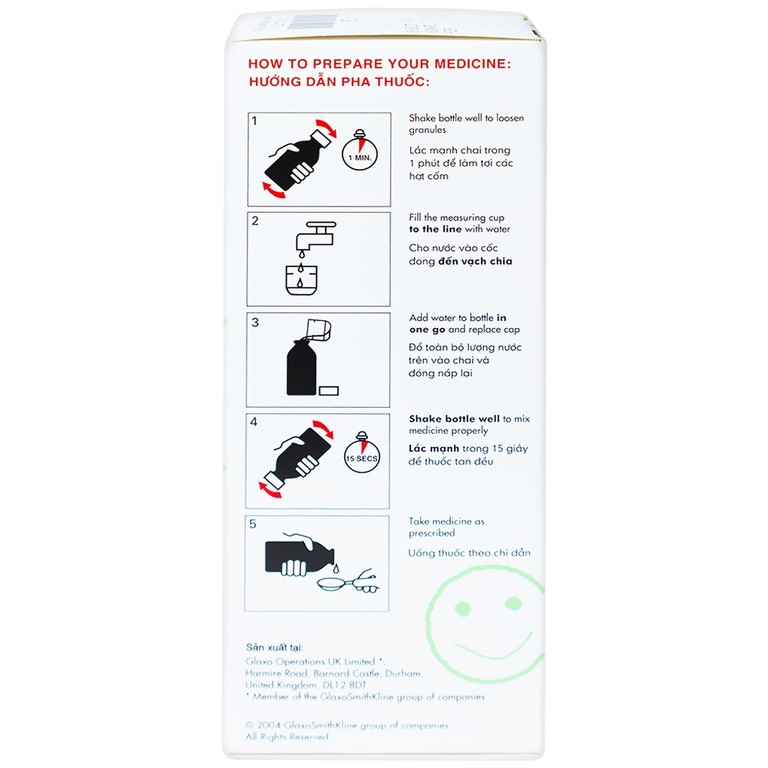 Cốm pha Zinnat Suspension 125mg GSK điều trị các chứng nhiễm khuẩn (50ml) 