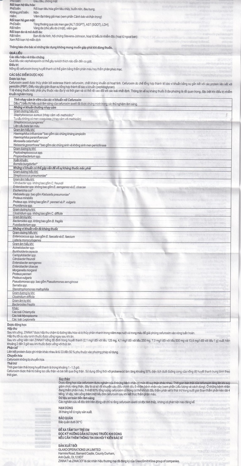 Thuốc Zinnat 500mg GSK điều trị các chứng nhiễm khuẩn, viêm tai giữa, viêm xoang (1 vỉ x 10 viên)