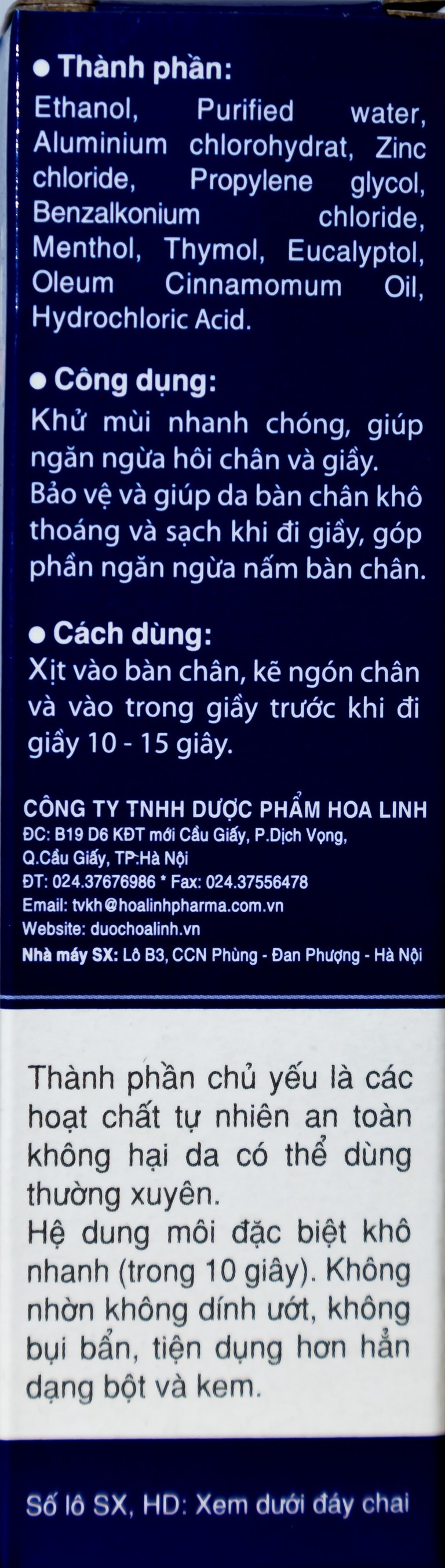 Xịt khử mùi Zuchi Hoa Linh giữ chân khô thoáng, sạch mùi (50ml)