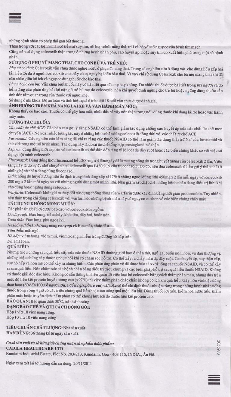 Thuốc Zycel 100 Zydus Cadila giảm viêm xương khớp (1 vỉ x 10 viên)