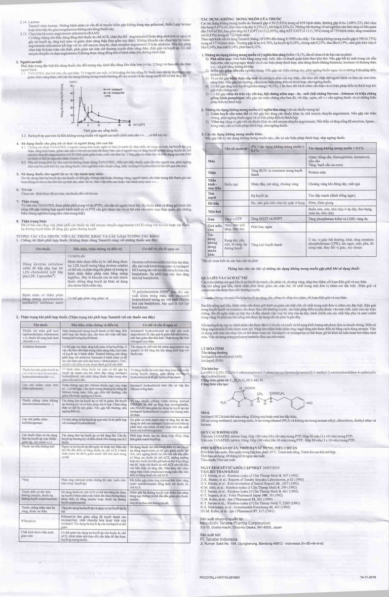 Thuốc Tanatril Tablets 5mg Tanabe điều trị tăng huyết áp vô căn (10 vỉ x 10 viên)