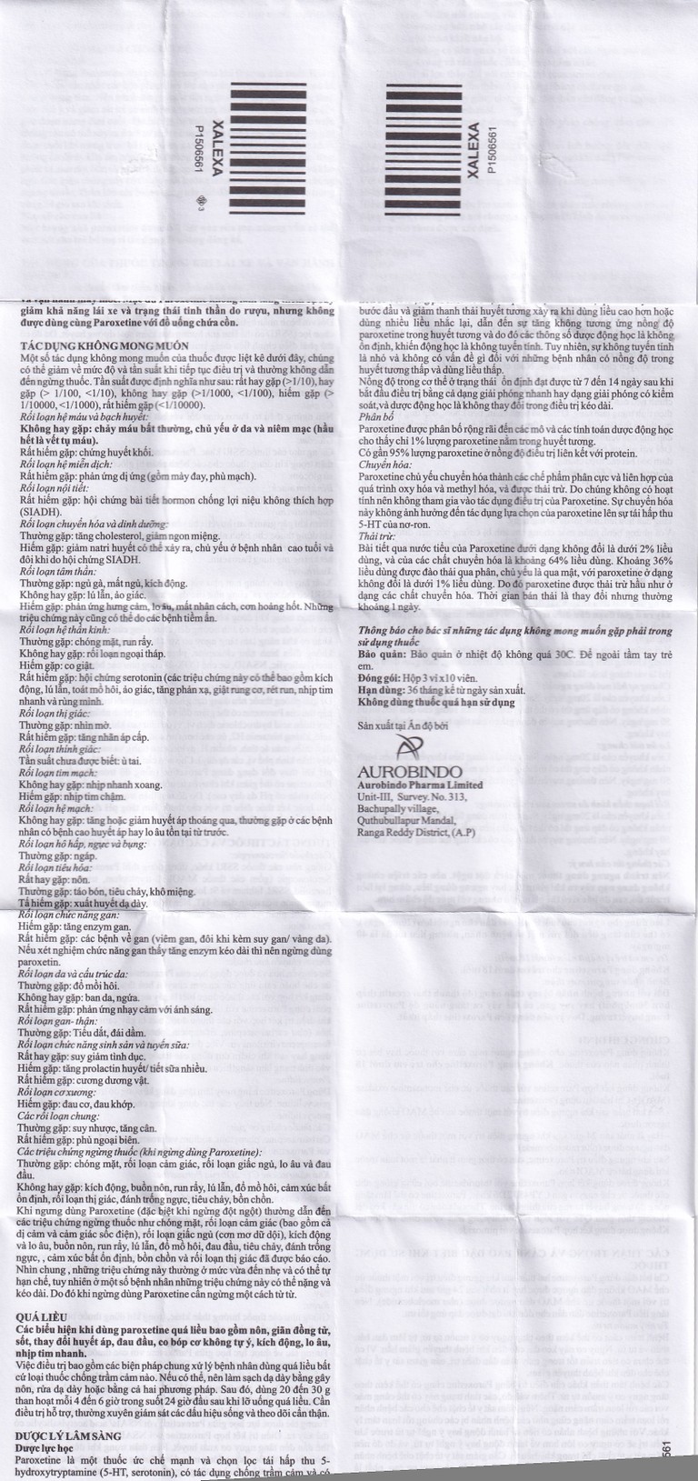 Thuốc Xalexa 30 Aurobindo điều trị các cơn trầm cảm lớn (3 vỉ x 10 viên) 