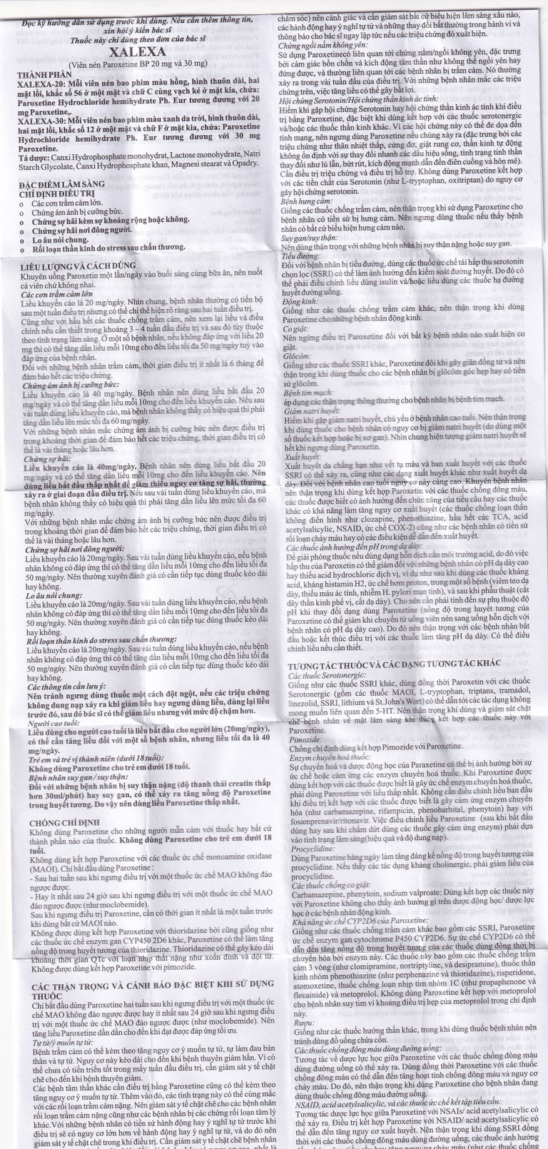Thuốc Xalexa 30 Aurobindo điều trị các cơn trầm cảm lớn (3 vỉ x 10 viên) 