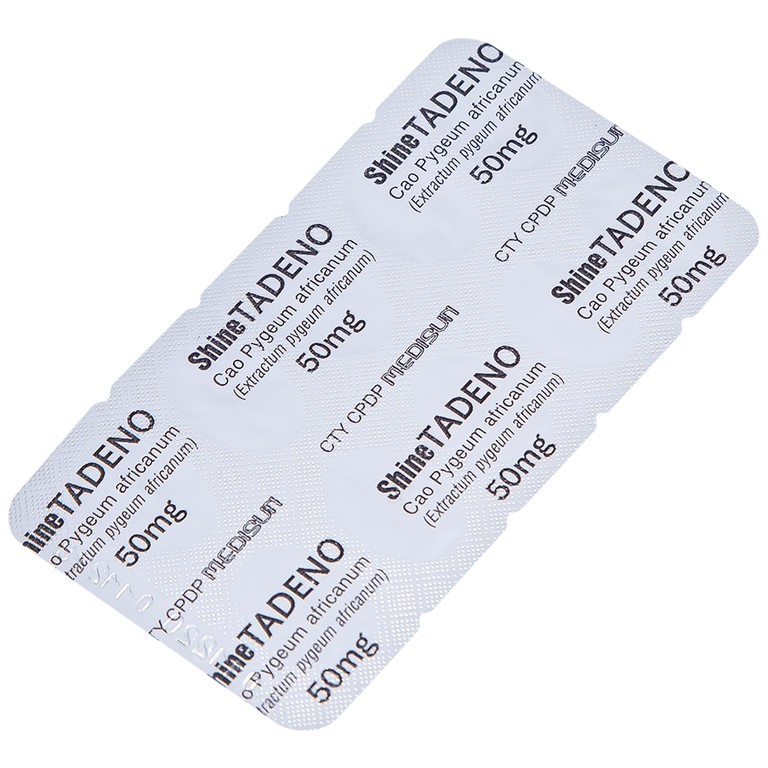 Thuốc ShineTadeno 50mg Medisun phòng và hỗ trợ điều trị rối loạn đường tiểu (3 vỉ x 10 viên)