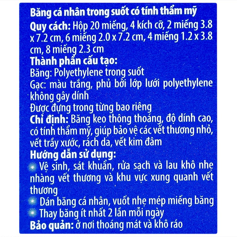 Băng cá nhân trong suốt Urgo Transparent Assorted bảo vệ các vết thương nhỏ, vết trầy xước, rách da (20 miếng)