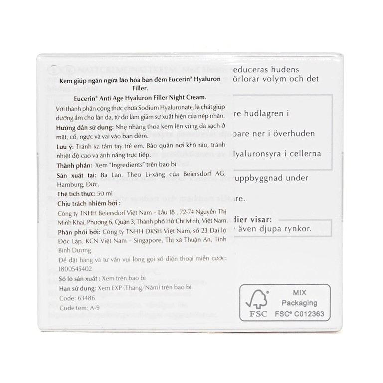 Kem ngăn ngừa lão hóa ban đêm Eucerin Hyaluron-Filler Night Cream (50ml)