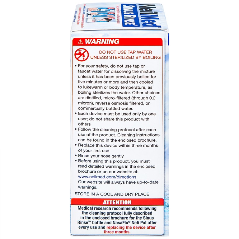 Bộ dụng cụ 1 bình + 10 gói bột rửa mũi NeilMed Sinus Rinse làm sạch và ngăn ngừa chứng viêm mũi dị ứng