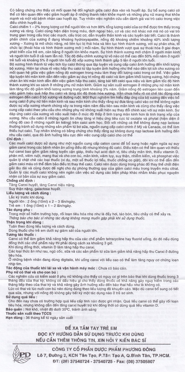 Dung dịch uống Mumcal 500mg Phương Đông bổ sung Canxi cho phụ nữ mang thai (20 ống x 10ml)