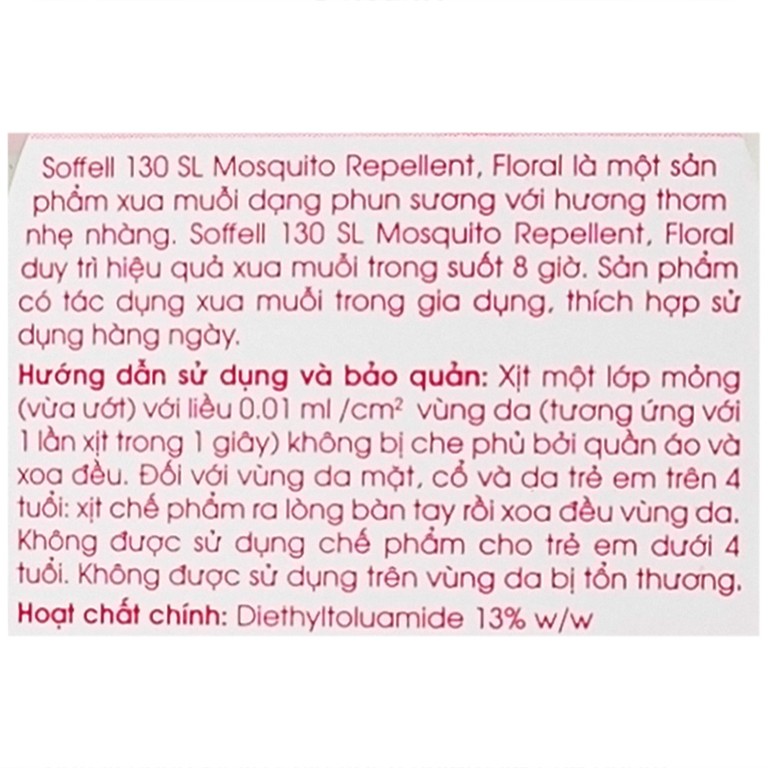 Xịt xua muỗi Soffell hương hoa giúp chống muỗi trong suốt 8 giờ (80ml)