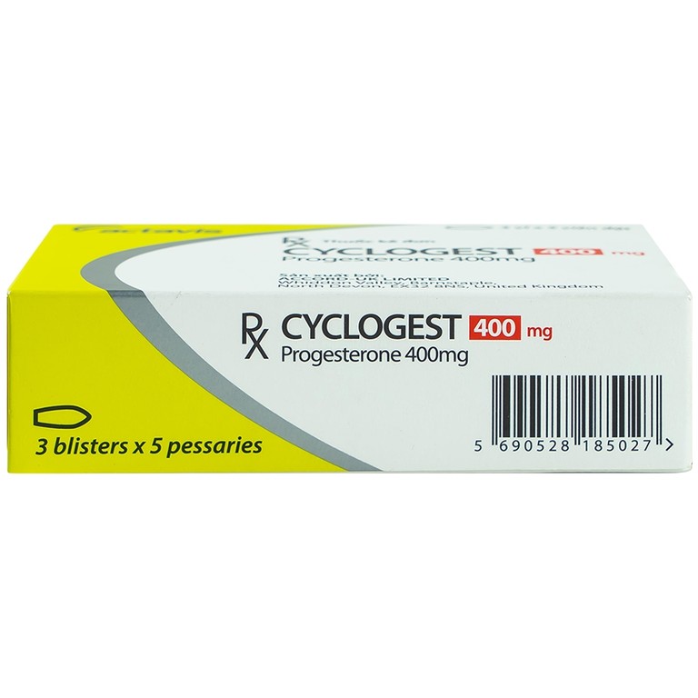Viên đặt Cyclogest 400mg Actavis điều trị các hội chứng tiền kinh, trầm cảm (3 vỉ x 5 viên)