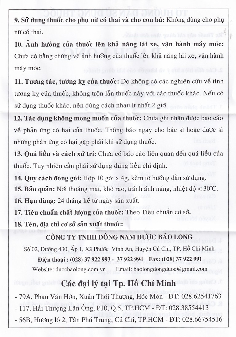 Thuốc Bạch Long Bổ Phổi Trừ Ho tiêu đờm, trị các chứng ho, viêm họng hạt, viêm phế quản (10 gói)