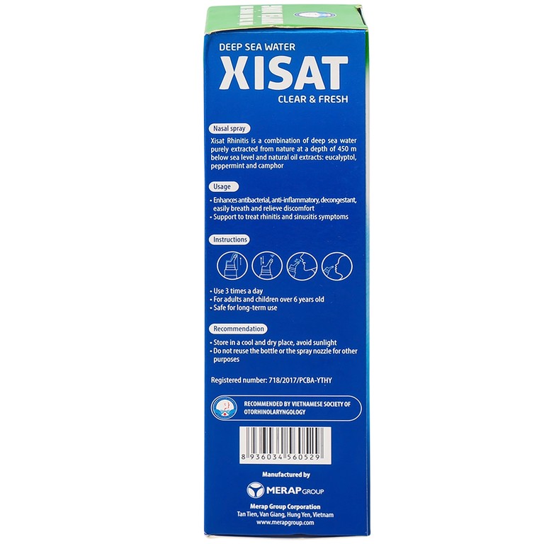 Xịt mũi nước biển sâu Xisat 75ml thông mũi, dễ thở, hỗ trợ điều trị viêm mũi xoang
