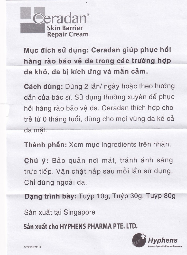 Kem bôi cho bé Ceradan Ceramide Skin Barrier Repair Cream dưỡng ẩm, phục hồi da (10g)