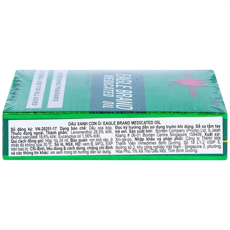Dầu gió xanh Con Ó Eagle Brand Medicated Oil giảm nhức đầu, cảm cúm, đau lưng, viêm khớp (12 chai x 24ml)