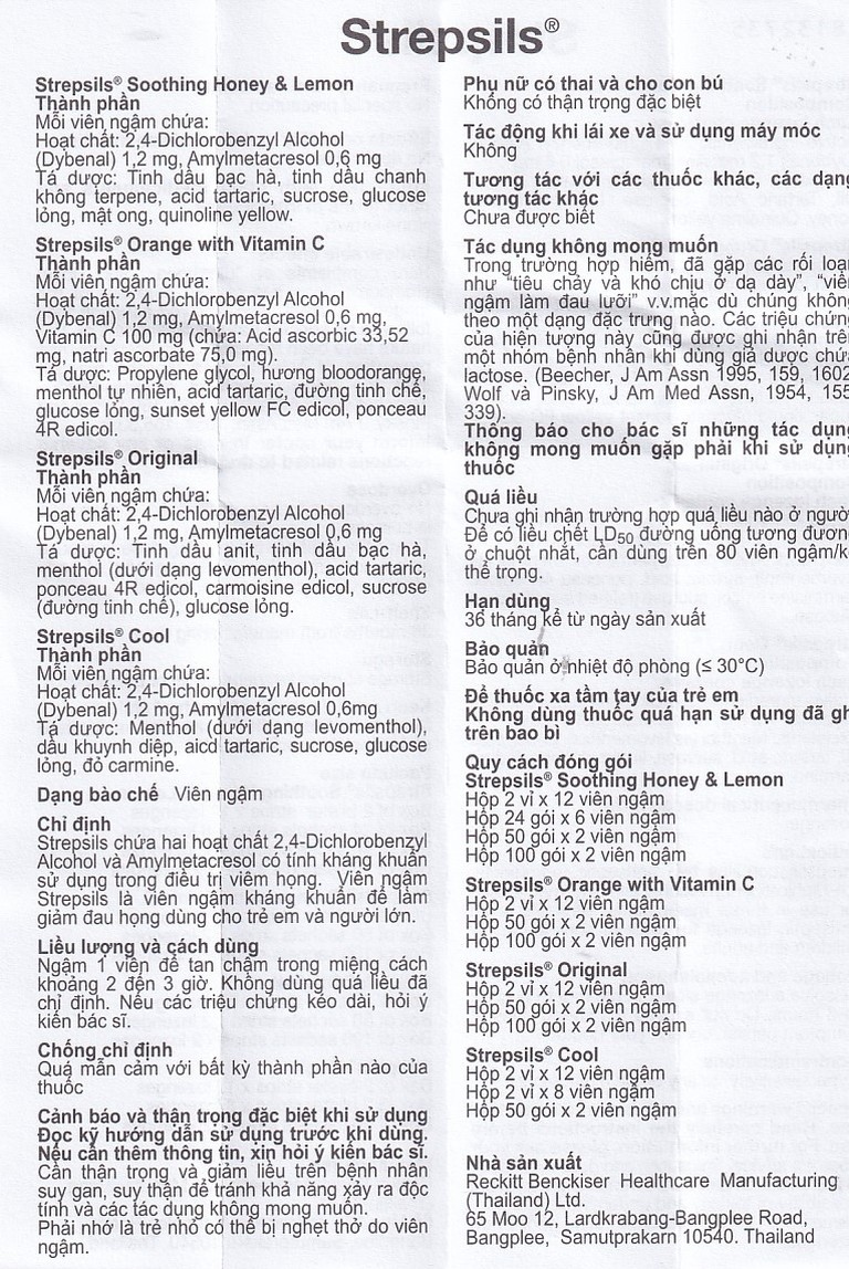 Viên ngậm Strepsils Orange with Vitamin C Reckitt Benckiser điều trị đau họng (50 gói x 2 viên)