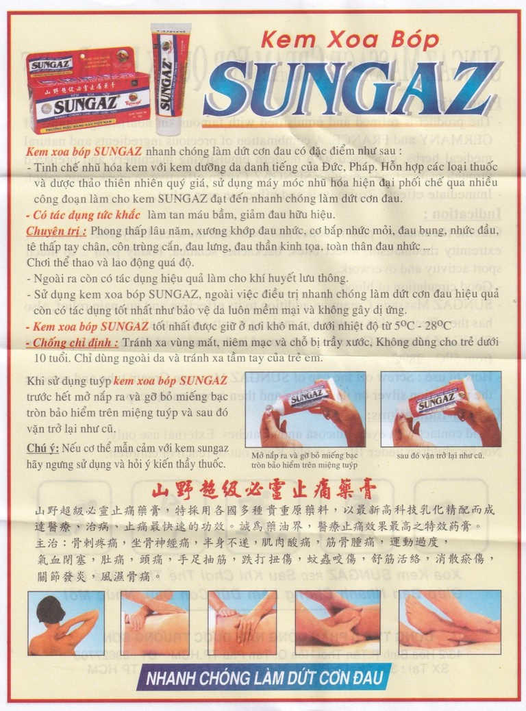 Kem xoa bóp Sungaz Trường Sơn điều trị phong thấp lâu năm (65g)