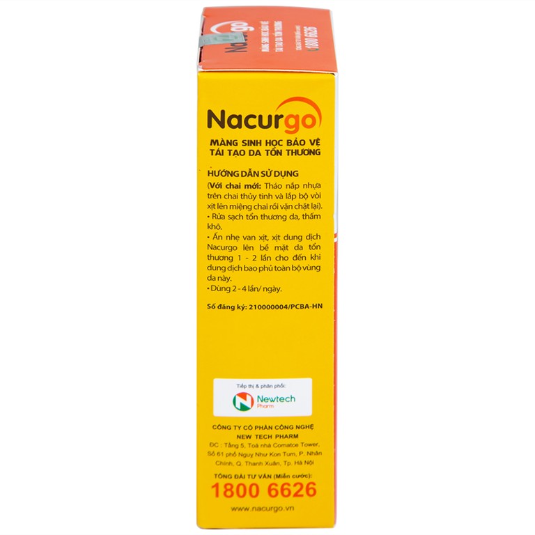 Dung dịch xịt Nacurgo Newtech tạo màng sinh học bảo vệ da tổn thương (30ml)