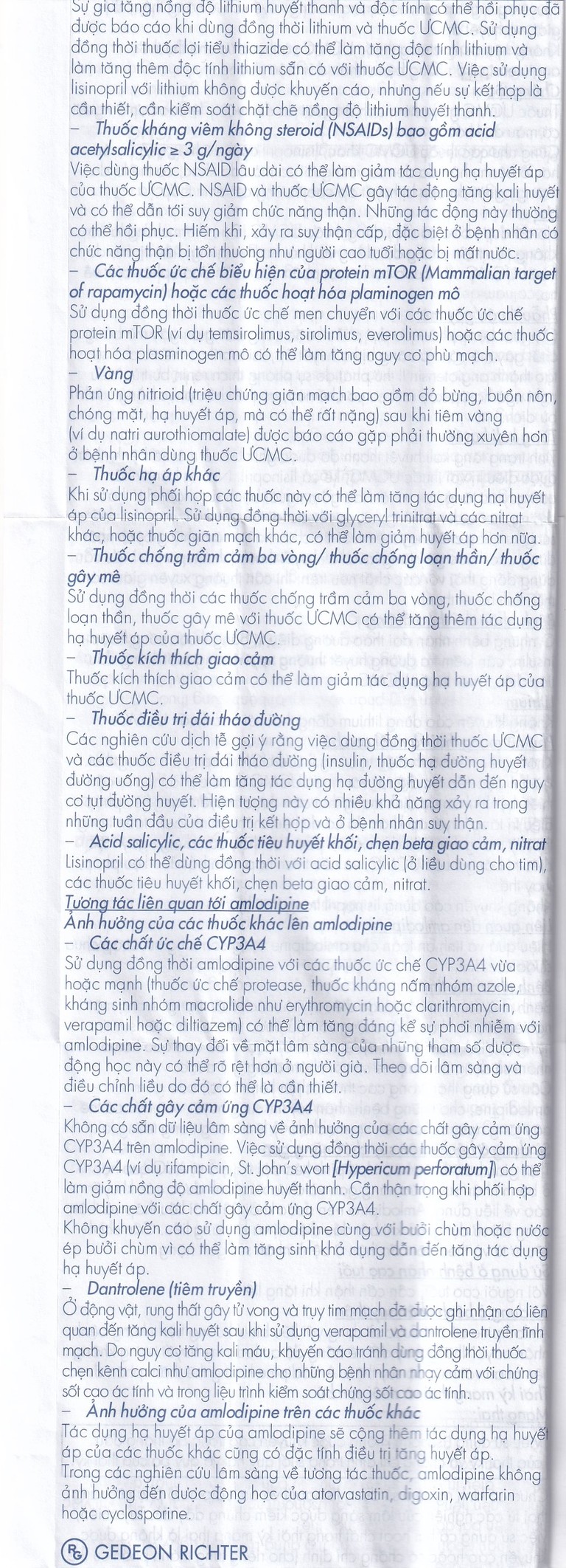 Viên nén Lisonorm Gedeon điều trị tăng huyết áp vô căn (3 vỉ x 10 viên)