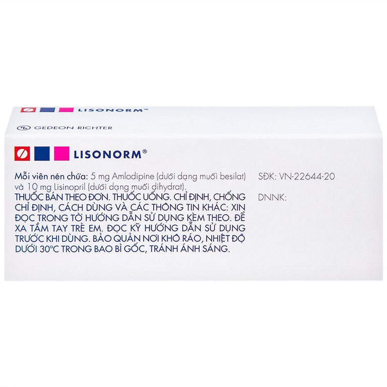 Viên nén Lisonorm Gedeon điều trị tăng huyết áp vô căn (3 vỉ x 10 viên)