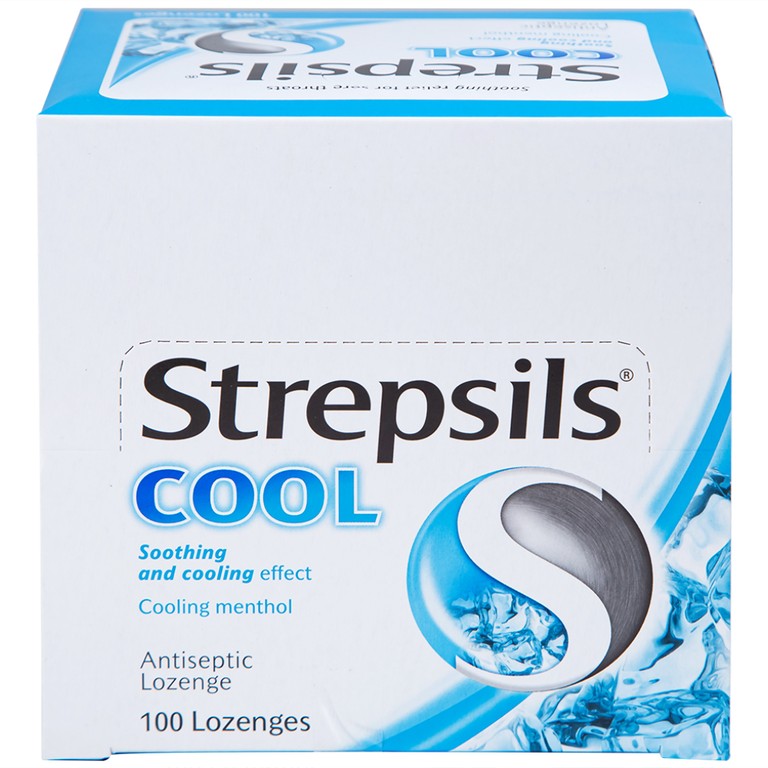 Viên ngậm Strepsils Cool Reckitt Benckiser giảm đau họng (50 gói x 2 viên)