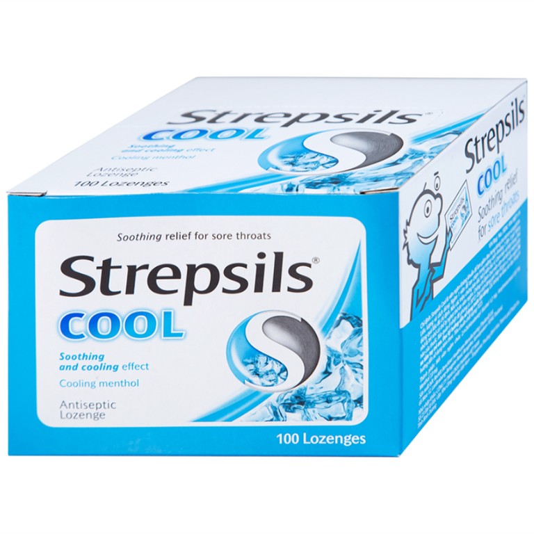 Viên ngậm Strepsils Cool Reckitt Benckiser giảm đau họng (50 gói x 2 viên)