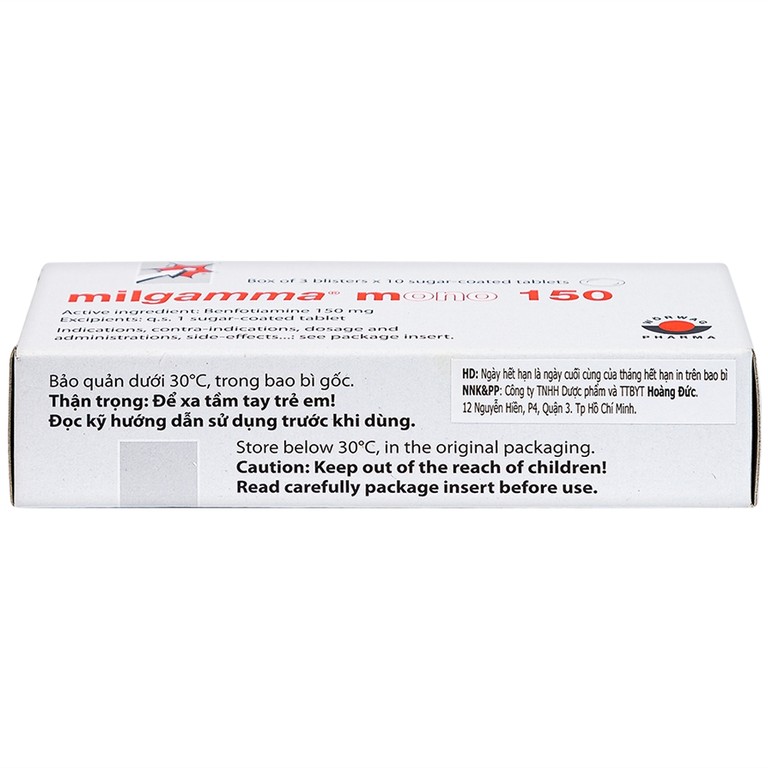 Viên nén Milgamma Mono 150 Dragenopharm điều trị viêm đa dây thần kinh (3 vỉ x 10 viên)