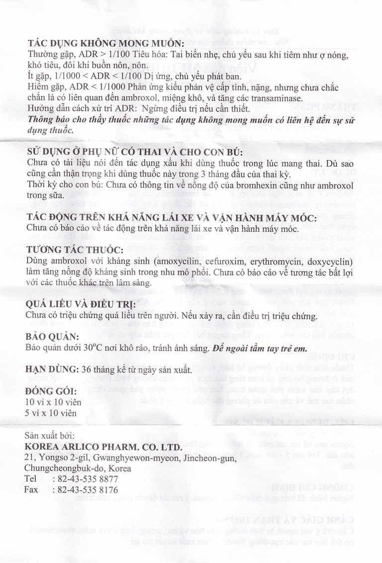 Viên nén Medibro 30mg Arlico tiêu chất nhầy đường hô hấp (10 vỉ x 10 viên)