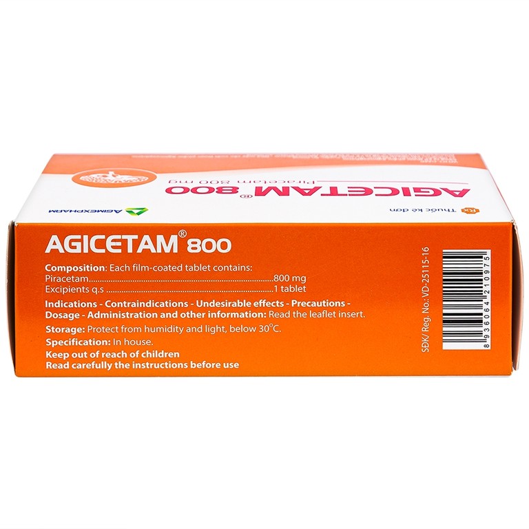 Thuốc Agicetam 800 Agimexpharm điều trị triệu chứng chóng mặt (10 vỉ x 10 viên)
