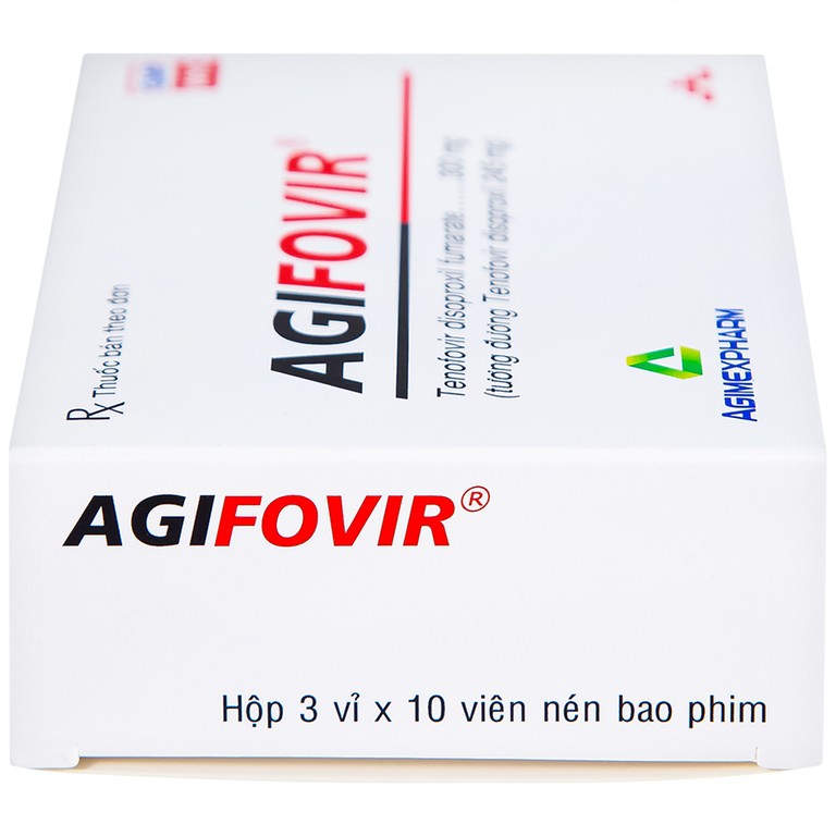Thuốc Agifovir 300mg Agimexpharm hỗ trợ điều trị HIV-1, viêm gan B mạn tính (3 vỉ x 10 viên)