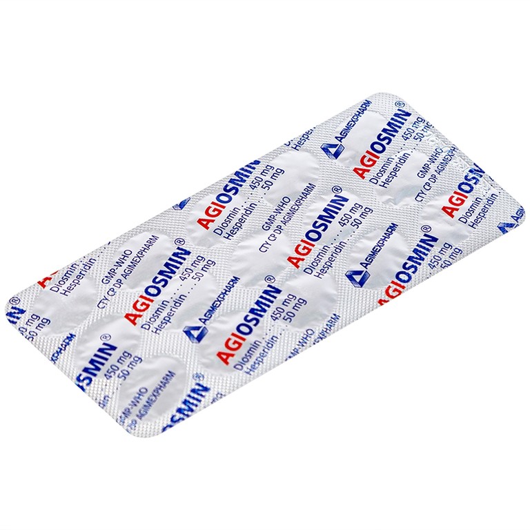 Thuốc Agiosmin Agimexpharm điều trị suy tĩnh mạch mạn tính (4 vỉ x 15 viên)