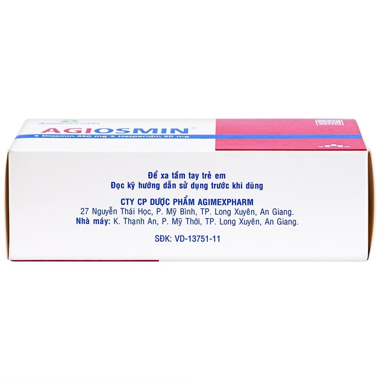 Thuốc Agiosmin Agimexpharm điều trị suy tĩnh mạch mạn tính (4 vỉ x 15 viên)