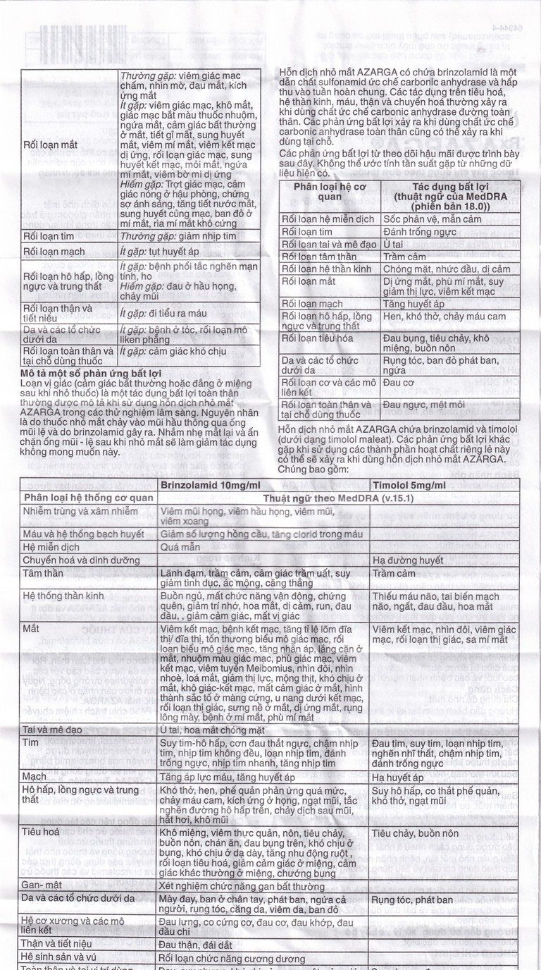 Thuốc nhỏ mắt Azarga Alcon giảm áp lực nội nhãn (5ml)