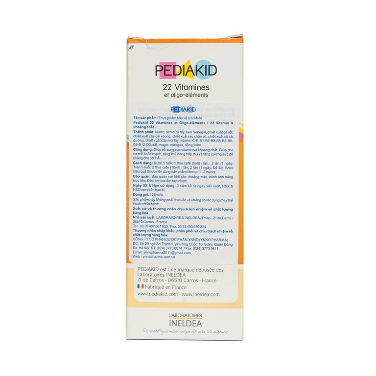 Siro Pediakid 22 Vitamines bổ sung Vitamin và khoáng chất (125ml)