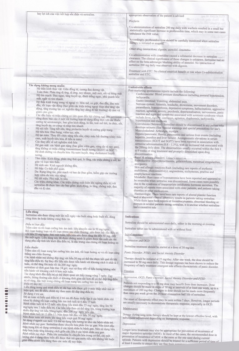 Thuốc Clealine 50mg Atlantic điều trị triệu chứng trầm cảm, rối loạn cưỡng bức ám ảnh (6 vỉ x 10 viên)