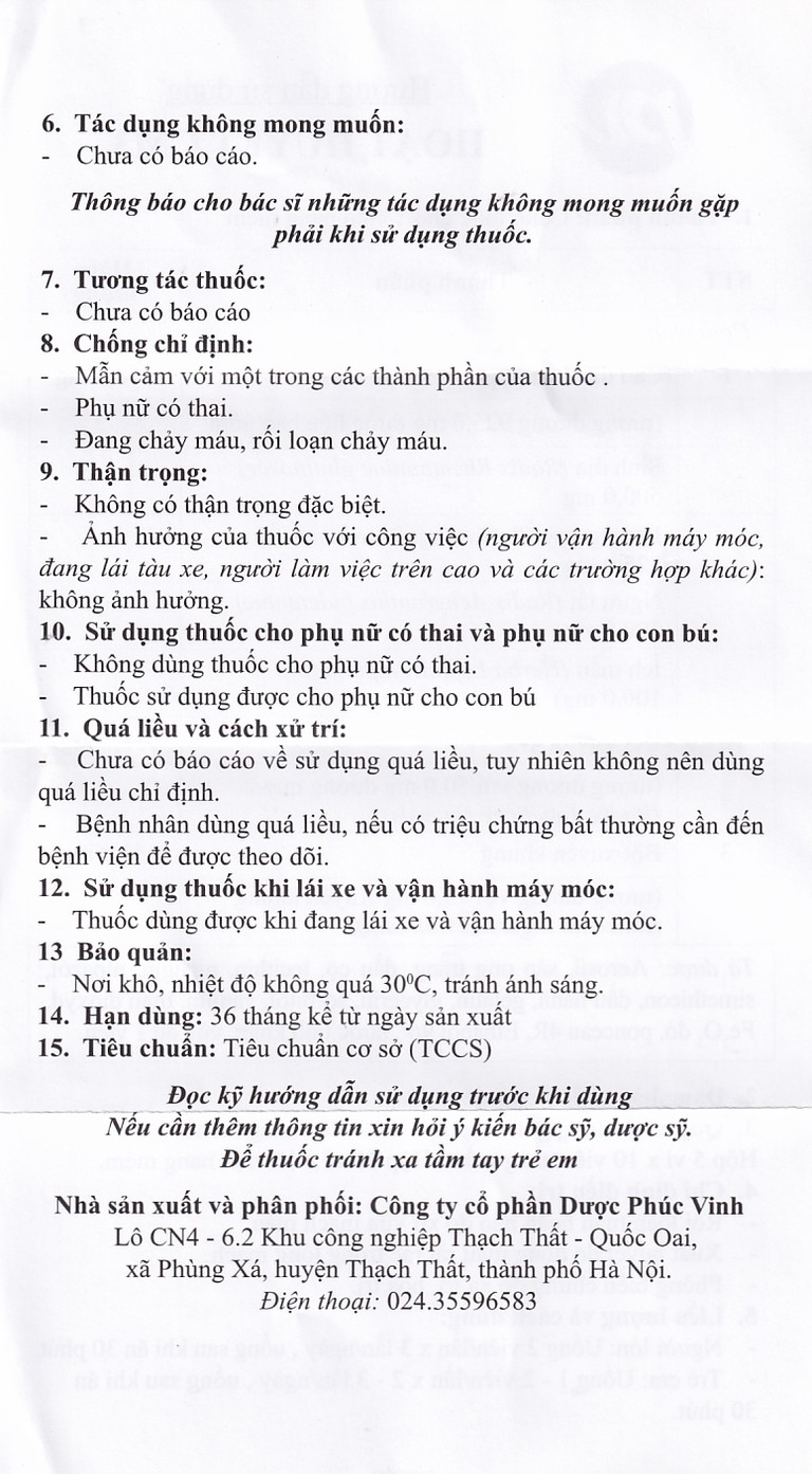 Thuốc Hoạt Huyết CM3 Phúc Vinh điều trị rối loạn tuần hoàn não do xơ vữa mạch máu (3 vỉ x 10 viên)