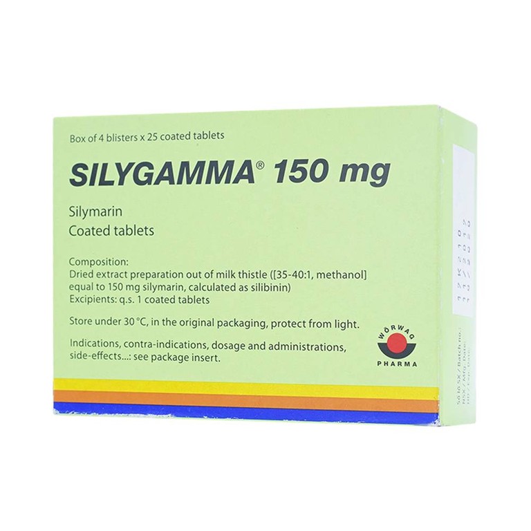 Thuốc Silygamma 150mg Worwag điều trị viêm gan mãn tính, xơ gan (4 vỉ x 25 viên)