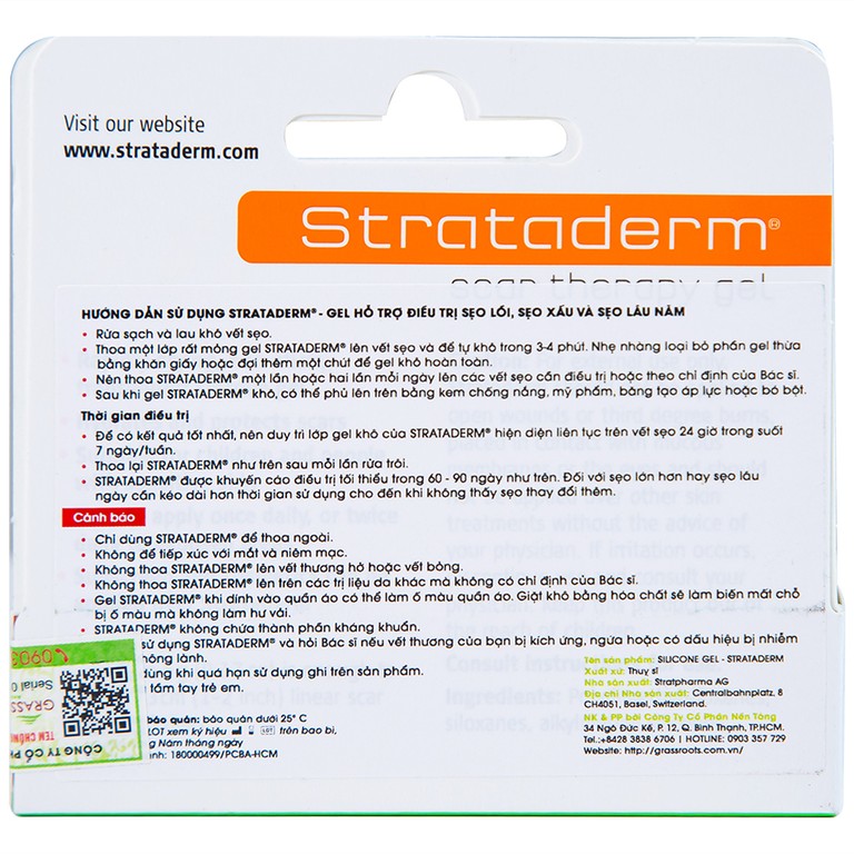 Gel Strataderm giúp cải thiện tình trạng sẹo lồi, sẹo xấu, sẹo lâu năm (5g)