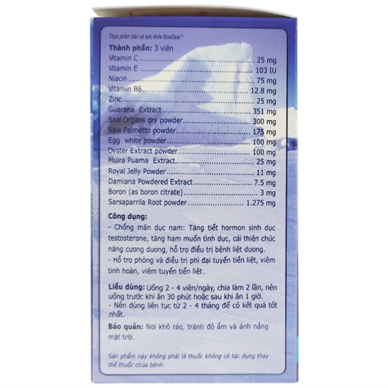 Viên uống BoniSeal Botania tăng cường sức khỏe tinh hoàn, suy giảm ham muốn tình dục ở nam giới (60 viên)